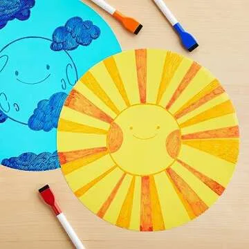 Juvale 24 Pack 11-inch Dry Erase Spots and Sticker Dots for Classroom Tables - Peel and Stick Circles for Teachers and School Essential Supplies (8 Colors)