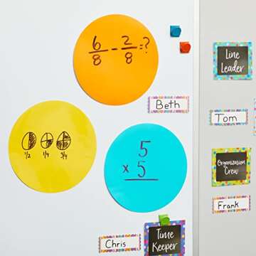 Juvale 24 Pack 11-inch Dry Erase Spots and Sticker Dots for Classroom Tables - Peel and Stick Circles for Teachers and School Essential Supplies (8 Colors)