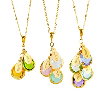 "The Danique Necklace" Family Tree with Birthstones and Kids Names • Personalized Christmas Gift f...