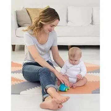 Skip Hop Baby Play Mat, Interlocking Foam Floor Tiles, 70" x 56", Playspot, Grey/Peach