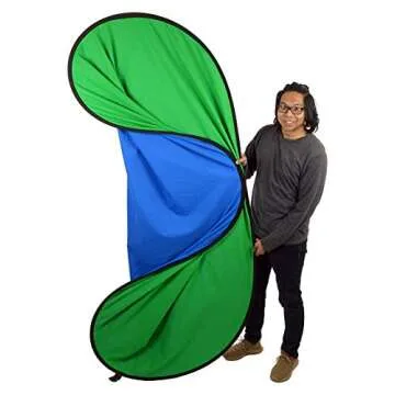 Fotodiox 5'x7' Collapsible Chromakey Green + Blue 2-in-1 Background, Backdrop kit w/Stand Support