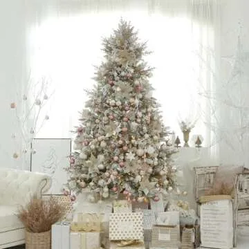 Sea Team 108-Pack Assorted Shatterproof Christmas Ball Ornaments Set Decorative Baubles Pendants with Reusable Hand-held Gift Package for Xmas Tree (Rose Gold)