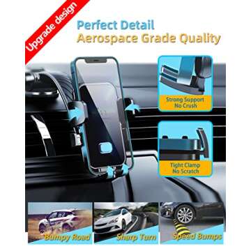 YFYYF Upgraded Phone Mount for Car,[Easy One Touch Button] Car Phone Holder Mount for Dashboard Windshield Air Vent,Car Accessories for iPhone, All iOS & Android Cell Phone Gifts for Men