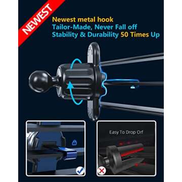 YFYYF Upgraded Phone Mount for Car,[Easy One Touch Button] Car Phone Holder Mount for Dashboard Windshield Air Vent,Car Accessories for iPhone, All iOS & Android Cell Phone Gifts for Men