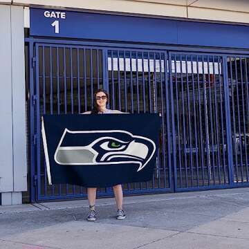 Rico Industries NFL Seattle Seahawks 3-Foot by 5-Foot Single Sided Banner Flag with Grommets