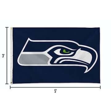 Rico Industries NFL Seattle Seahawks 3-Foot by 5-Foot Single Sided Banner Flag with Grommets