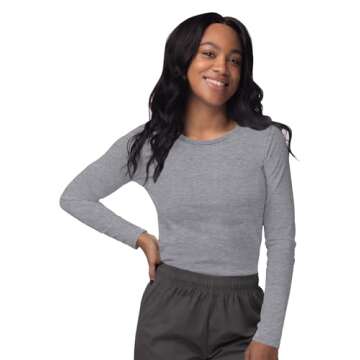 Sivvan Scrubs for Women - Long Sleeve Comfort Underscrub Tee 3-Pack - S85003 - Black/Dark Marl Grey/White - XL
