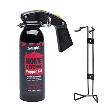SABRE Red Home Defense Pepper Gel With Wall Mount For Easy Access, Max Strength OC Spray, UV Marking...
