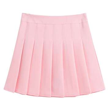 Hoerev Women Girls Short High Waist Pleated Skater Tennis Skirt, Pink, US 2