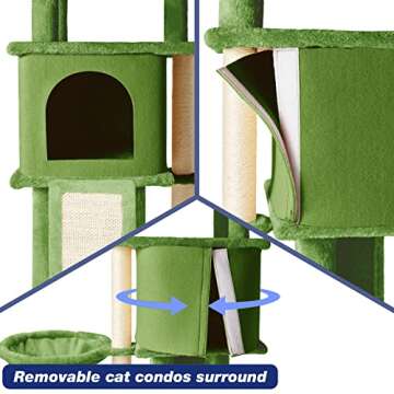 TSCOMON 36.6inch Medium Cat Tree House Condo for Indoor Cats, Soft Plush Multi-Level Climbing Tree C...