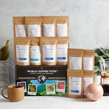 Bean Box World Coffee Tour | Specialty Coffee Gift Basket | Gourmet Coffee Gift Set | Coffee Gifts for Women and Men | Birthday Gifts for Her | Care Package | Whole Bean Coffee | 12 Piece Variety Set