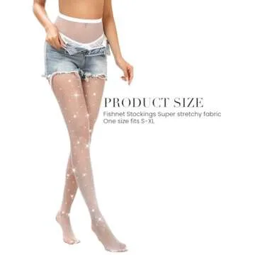 Hyperdim Sexy Jewelery Sparkly Diamond Fishnet Stockings High Waist Tights Shiny Rhinestone Sheer Pantyhose With Bling Crystals