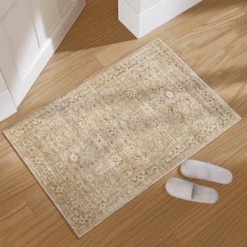 Washable Door Mat Indoor Entrance Rug - 2'x3' Boho Design, Non Slip & Stain Resistant