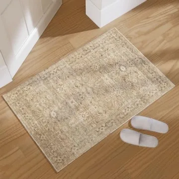 Washable Door Mat Indoor Entrance Rug - 2'x3' Boho Design, Non Slip & Stain Resistant