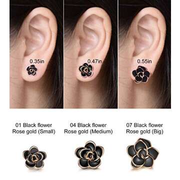 Elegant Flower Stud Earrings - 18K Gold Plated for Sensitive Ears