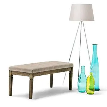 SIMPLIHOME Waverly Tufted Ottoman Bench for Living Room