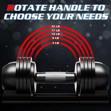 Adjustable Dumbbell Set 22lbs pair adjustable dumbbell- Perfect for Strength Training and Fitness Wo...