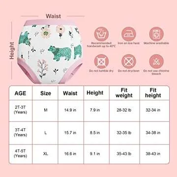Yufanlili 8 Pack Potty Training Underwear,Cotton Toddler Absorbent Training Pants,Toddlers Pee Training Diaper Underwear 3T-4T