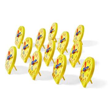hand2mind Mini Geared Clock, Telling Time Teaching Clock, Learn to Tell Time Clock, Analog Learning Clock, Clock for Kids Learning to Tell Time, Teaching Time Classroom Clock (Set of 12)