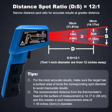Ahosoutly Infrared Thermometer Temperature Gun - 58 ℉~1022 ℉ (- 50 ℃~550 ℃) Non-Contact Digital Laser Infrared Ir Thermometer for Cooking, Barbecue, Food, Repair, Pet Care and Home Use(Blue)