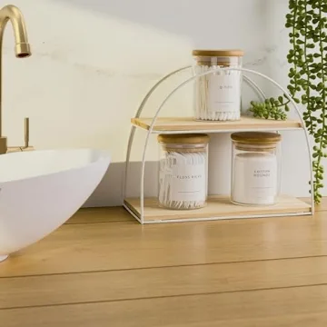 Mini Glass Apothecary Jars with Bamboo Lids Set of 3