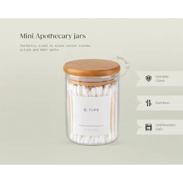 Mini Glass Apothecary Jars with Bamboo Lids Set of 3