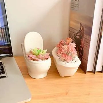 Bonnevie Fake Succulents, Artificial Succulents Plants Faux Succulents in Pots Fake Succulents Potted Plants Sets in Cute Ceramic for Home Room Bathroom Shelf Desk Office Decor