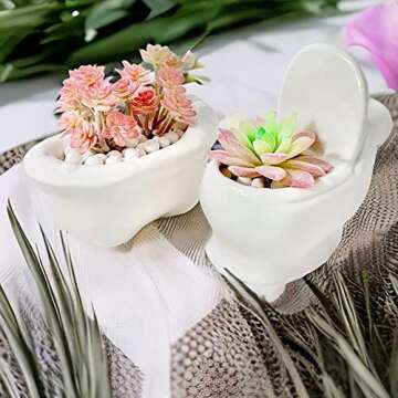 Bonnevie Fake Succulents, Artificial Succulents Plants Faux Succulents in Pots Fake Succulents Potted Plants Sets in Cute Ceramic for Home Room Bathroom Shelf Desk Office Decor