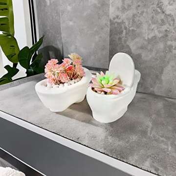 Bonnevie Fake Succulents, Artificial Succulents Plants Faux Succulents in Pots Fake Succulents Potted Plants Sets in Cute Ceramic for Home Room Bathroom Shelf Desk Office Decor