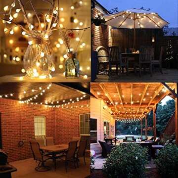 VGGFDY Globe String Lights 43ft 70 Led, Indoor/Bedroom, 8 Modes Fairy Lights Plug in, Extendable Outdoor Decorative Lights for Christmas Decoration, Patio, Wedding, Warm White, No Remote