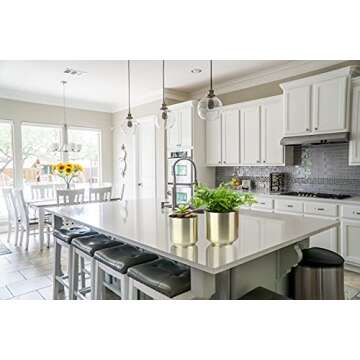 Vixdonos Brushed Gold Plated Plant Pots Indoor, 6/5.2 Inch Pack 2 Metal Planter Flower Pots with Drainage Hole (Champagne Gold)