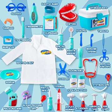 JOYIN 31Pcs Doctor Kit for Kids,Pretend Play Toys, Educational Dentist Medical Kit with Electronic S...