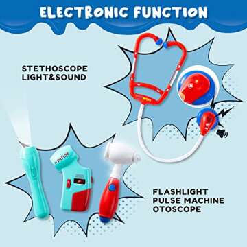 JOYIN 31Pcs Doctor Kit for Kids,Pretend Play Toys, Educational Dentist Medical Kit with Electronic Stethoscope,Doctor Role Play Costume,Durable Medical Dr Kit Toys for Boys Girls Gifts Ages 3+