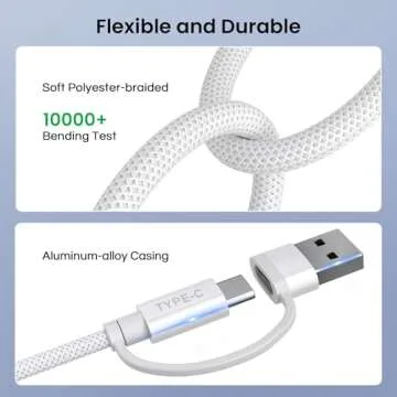 Basesailor 4-in-1 USB C to USB C Cable 10ft iPhone 16 15 14 13 Mini Plus Max,60W Fast Charging Multi Charger Cord with USB-A Adapter/IOS/Type C for Apple iWatch 10 9 8,MacBook Pro,iPad,S25 S24 S23 S22