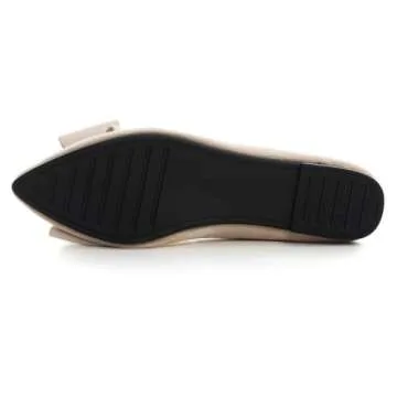 TN TANGNEST Women Fashion Bowknot Flats Comfort Pointed Toe Dress Shoes Apricot 40(8)