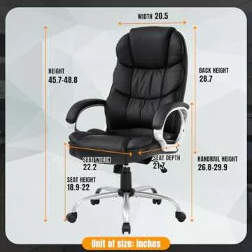 BestOffice Office Chair Cheap Desk Chair Ergonomic Computer Chair with Lumbar Support Arms Headrest PU Leather Modern Rolling Swivel Executive Chair for Back Pain Women Men Adults,Black