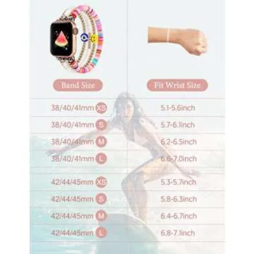 TOYOUTHS Heishi Beaded Bracelet Compatible with Apple Watch Band Cute Stretch Girl Women Summer Clay...