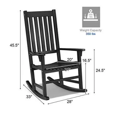 Tangkula Acacia Wood Porch Rocking Chair Set, Wooden Rocking Chair Rocker with High Back & Armrest for Indoor Outdoor Use, Patio Rocker for Garden Lawn Balcony Backyard Poolside (2, Black)