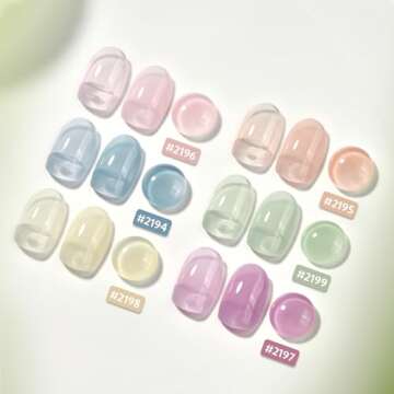 GAOY Jelly Green Spring Summer Gel Nail Polish Set - 6 Sheer Colors for Home DIY Nail Art
