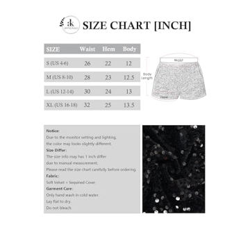 Anna-Kaci Women's Sparkly Sequin Shorts Elastic Waist Glitter Straight Leg Party Shorts with Pockets, Black, Small