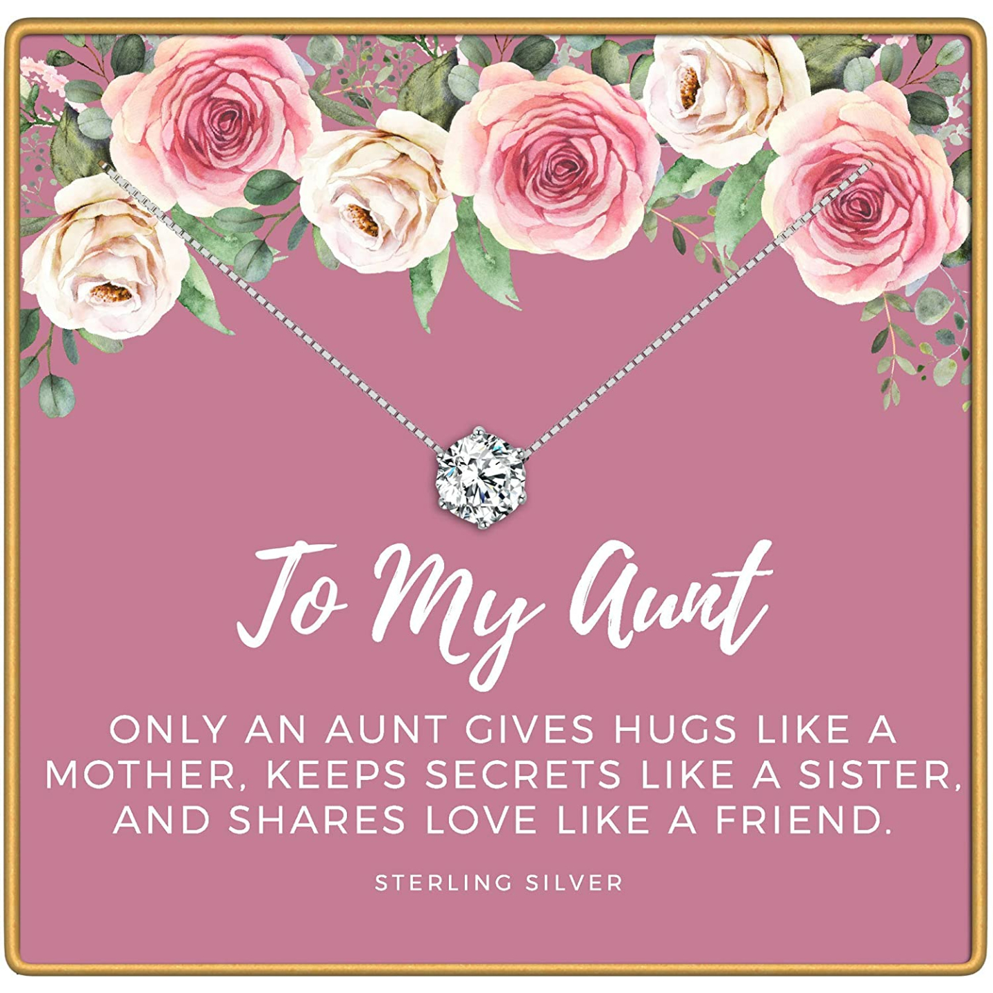 Aunt Necklace 925 Sterling Silver Pendant Gift
