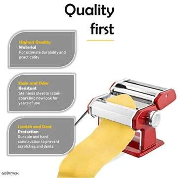 GOURMEX Stainless Steel Pasta Maker with Adjustable Settings