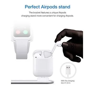 Bestand 3 in 1 Stand Holder for iPhone Mobile Phone iWatch Apple Watch and Charging Stand for Airpods Only (Patented, Airpods Charging Case Not Included)