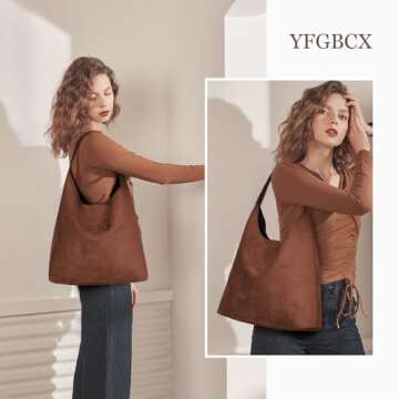 YFGBCX Tote Bags for Women Work Bags Suede Slouchy Bag Hobo Handbag Office Tote Handbag