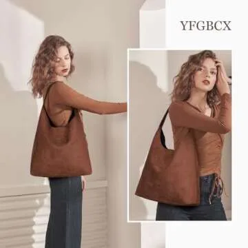 YFGBCX Tote Bags for Women Work Bags Suede Slouchy Bag Hobo Handbag Office Tote Handbag