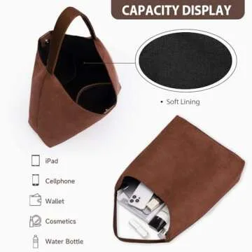 YFGBCX Tote Bags for Women Work Bags Suede Slouchy Bag Hobo Handbag Office Tote Handbag