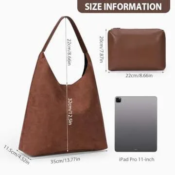 YFGBCX Tote Bags for Women Work Bags Suede Slouchy Bag Hobo Handbag Office Tote Handbag