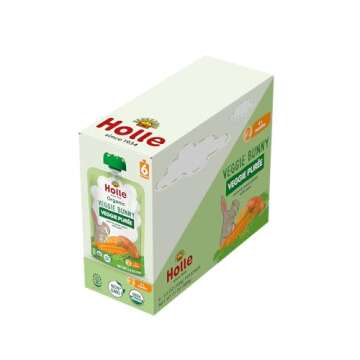 Holle Organic Baby Food Pouches - Veggie Bunny Baby Puree with Carrots, Peas and Sweet Potato - (6 P...