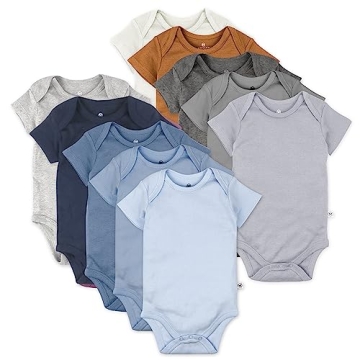HonestBaby 10-Pack Organic Cotton Bodysuits for Infants