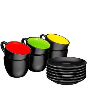 Bruntmor 6 Oz Cappuccino Coffee Mug Set of 6 Stylish Cups